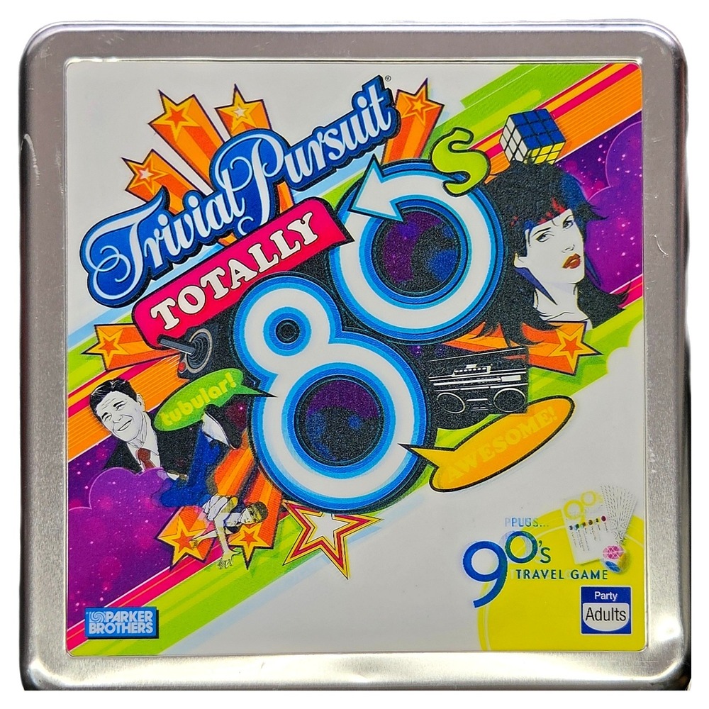 Parker Brothers Trivial‎ Pursuit Totally 80s Board Game Tin Retro Party Toy EUC